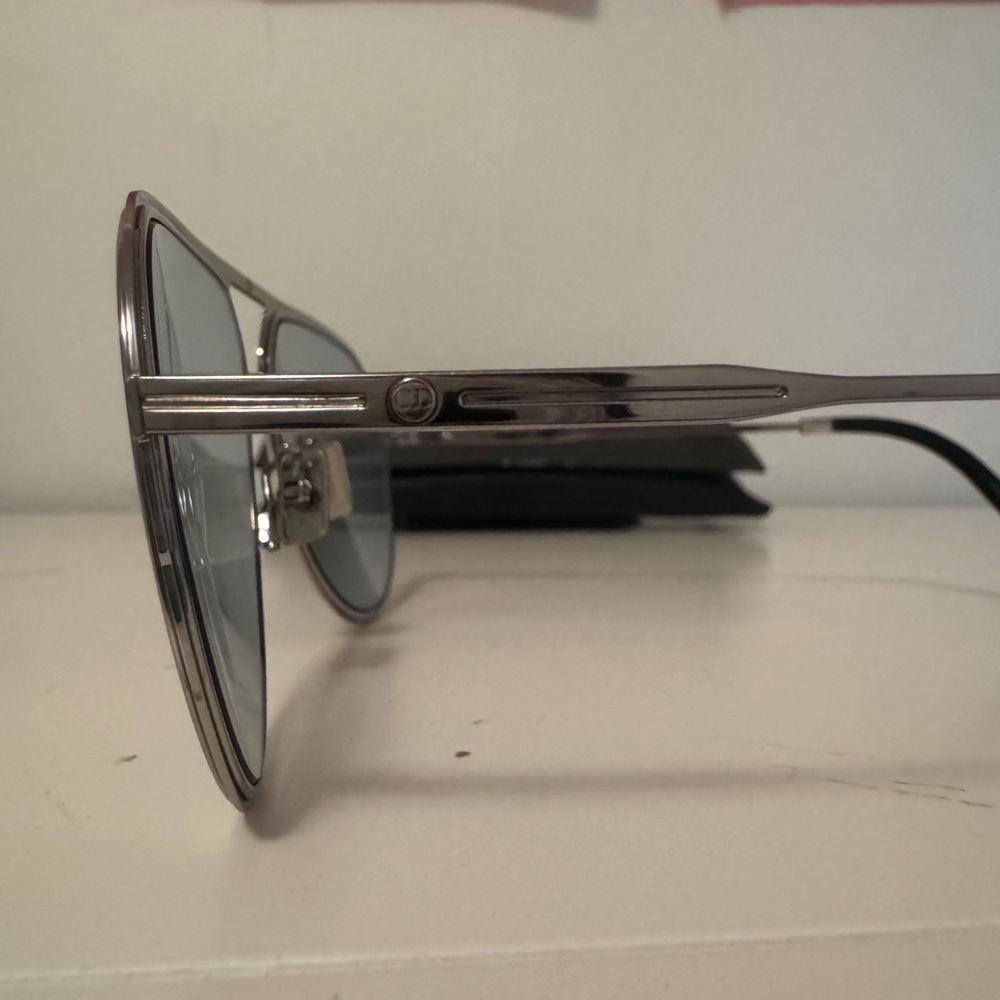 Dior Monogram Blue Lens Aviator Sunglasses with Case - Picture 3 of 10